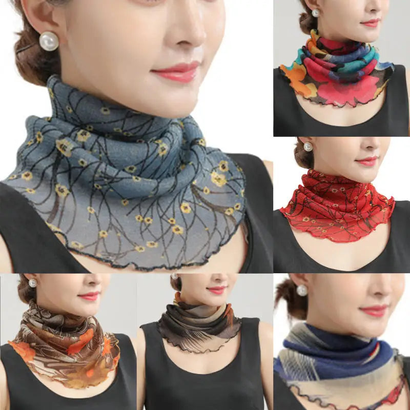 Spring Summer Chiffon Neck Scarf – Lightweight Multi-Function Anti-UV Sunscreen Face & Head Cover for Women