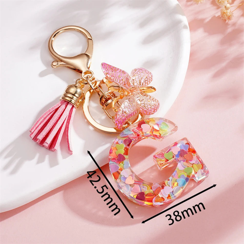 A-Z Letter Pendant Keychain - Tassel Key Ring Charm for Women & DIY Jewelry Making