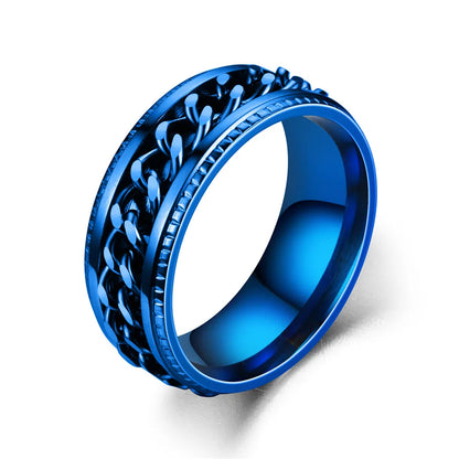 Titanium Steel Spinner Chain Ring - Rotatable Decompression Ring with Bottle Opener Design for Men & Women