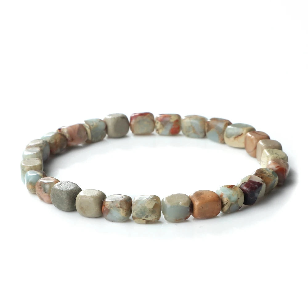 Natural Onyx Stone Bracelet - Bohemian Vintage Charm Elastic Yoga Jewelry for Women & Men