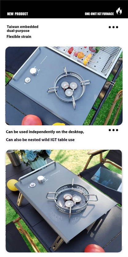 Lohascamping Lightweight Camping Folding Table – Multifunctional IGT Roll Table with Adjustable Legs for BBQ & Desktop Burner