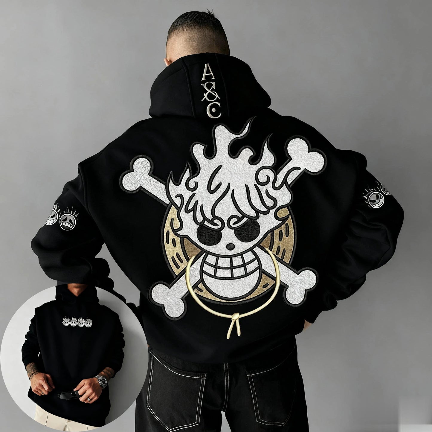 Oversized One-Piece Anime Hoodie — Unisex Cartoon Graphic Pullover Sweatshirt, Streetwear Casual Y2K Autumn Winter Fashion