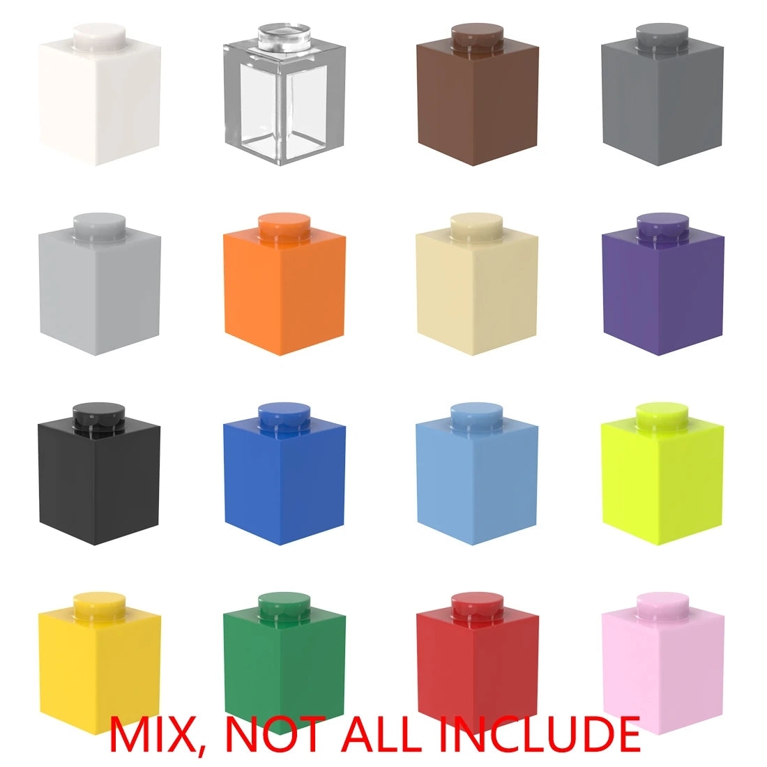 FunBrick 1x1 Classic Building Blocks - 20/50/100PCS DIY Creative Bricks Compatible with 3005 Plastic Blocks