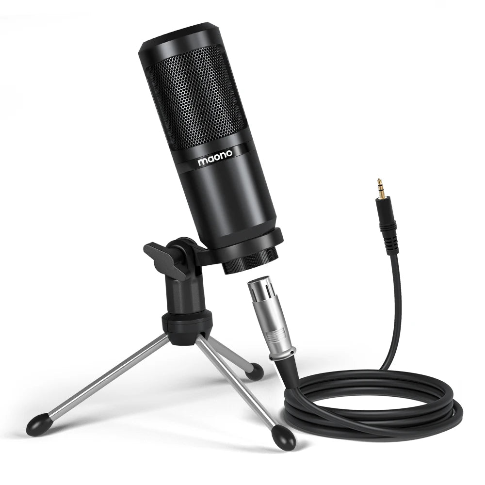 Maono PM360TR Condenser Podcast Microphone – 3.5mm Mic for Computer, Laptop, Phone, Sound Card, YouTube, Gaming & Recording