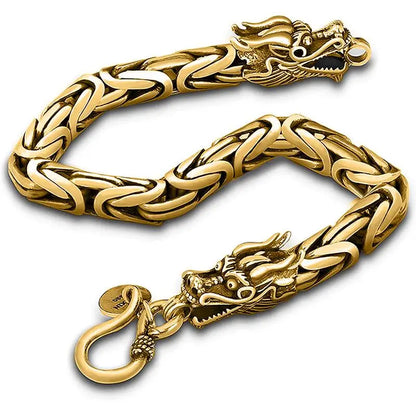 Ethnic Wind Dragon Bracelet – Vintage Silver Plated Cuff Bangle, Motorcycle Riding Charm Jewelry Gift for Men