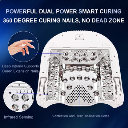 Advanced Mirror-Finish Dual Light Nail Lamp – 86W Rechargeable Portable LED UV Nail Machine
