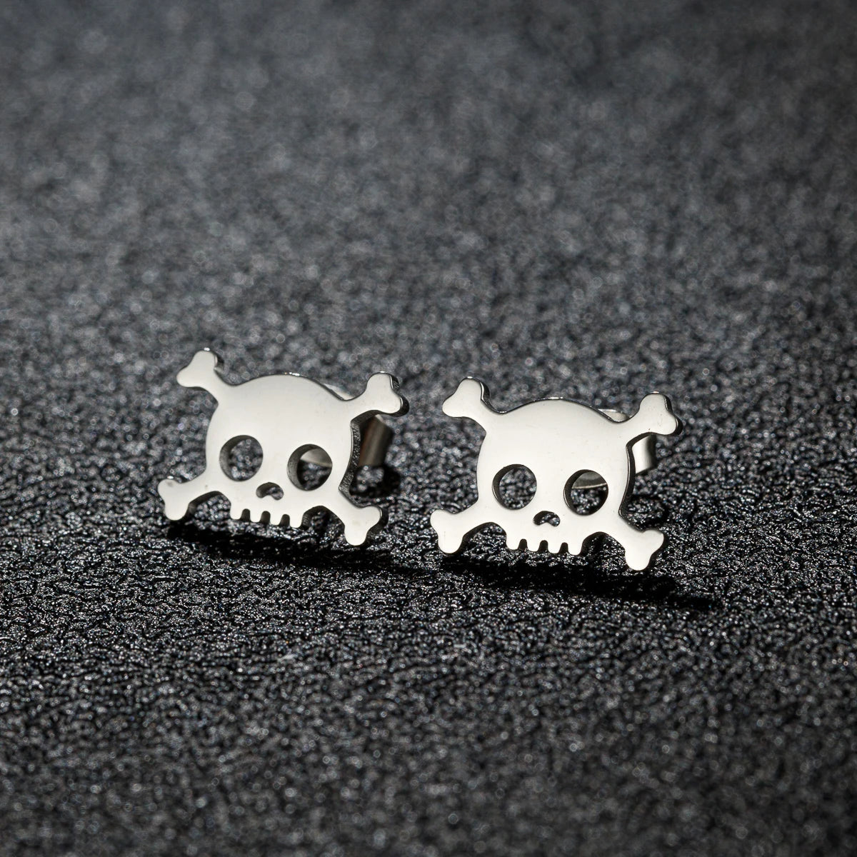 Mini Skull Stud Earrings for Men - Stainless Steel Gothic Halloween Jewelry