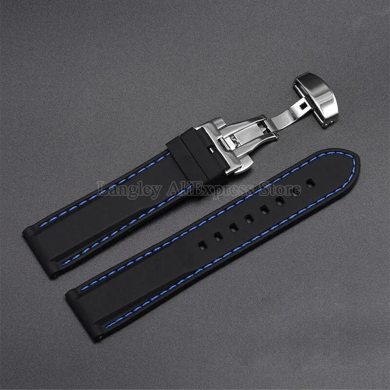 Rubber Watch Band 18/20/22/24mm — Quick Release Silicone Bracelet for Seiko, Men & Women, Sport Waterproof with Butterfly Buckle