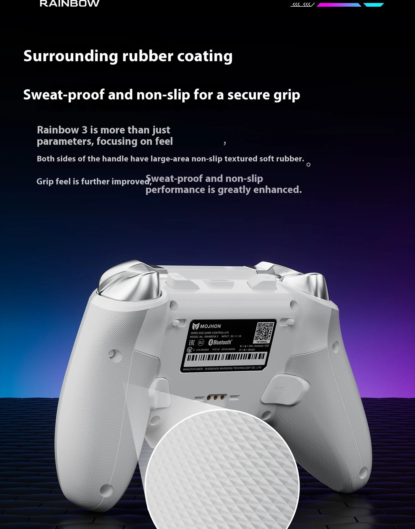 Bigbigwon Rainbow3 Wireless Game Controller Charging Base – RGB Magnetic Dock for PC Gaming
