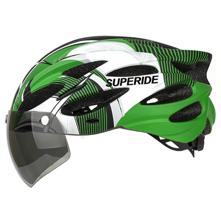 SUPERIDE Ultralight Cycling Helmet - In-Mold Road & MTB Bike Helmet with Magnetic Goggles & Sun Visor for Men & Women