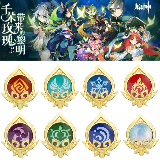 Genshin Impact Sumeru Vision Brooch Pins - Tighnari Collei Dori Nilou Element Badge Cosplay Lapel