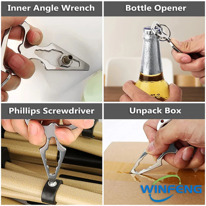 EDC Self-Defense Keychain Tool - Outdoor Survival Stinger with Bottle Opener & Wrench for Men & Women