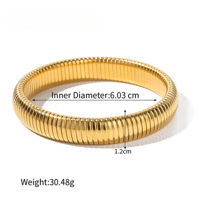 Stainless Steel Flex Snake Chain Cuff Bracelet – 18k Gold Plated Wide Bangle Fashion Jewelry for Women Gifts