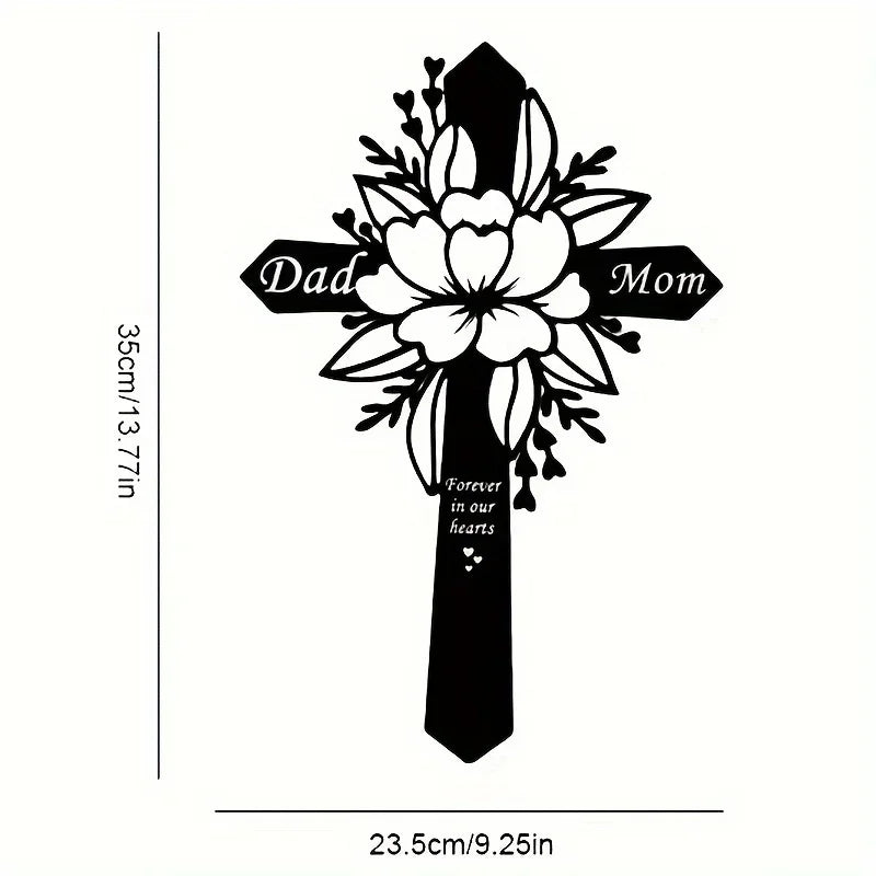 Metal Cemetery Memorial Cross – Elegant Grave Decoration for Dad & Loved Ones