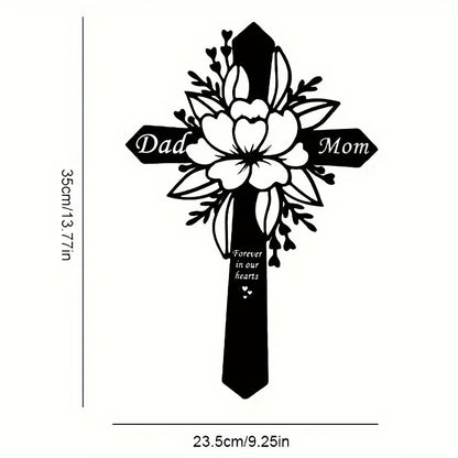 Metal Cemetery Memorial Cross – Elegant Grave Decoration for Dad & Loved Ones