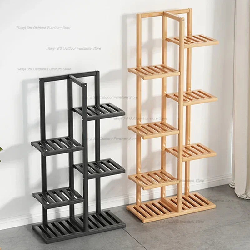 Nordic Wooden Plant Shelves - Indoor Flower Shelf for Living Room, Balcony, Garden Furniture, FYPS