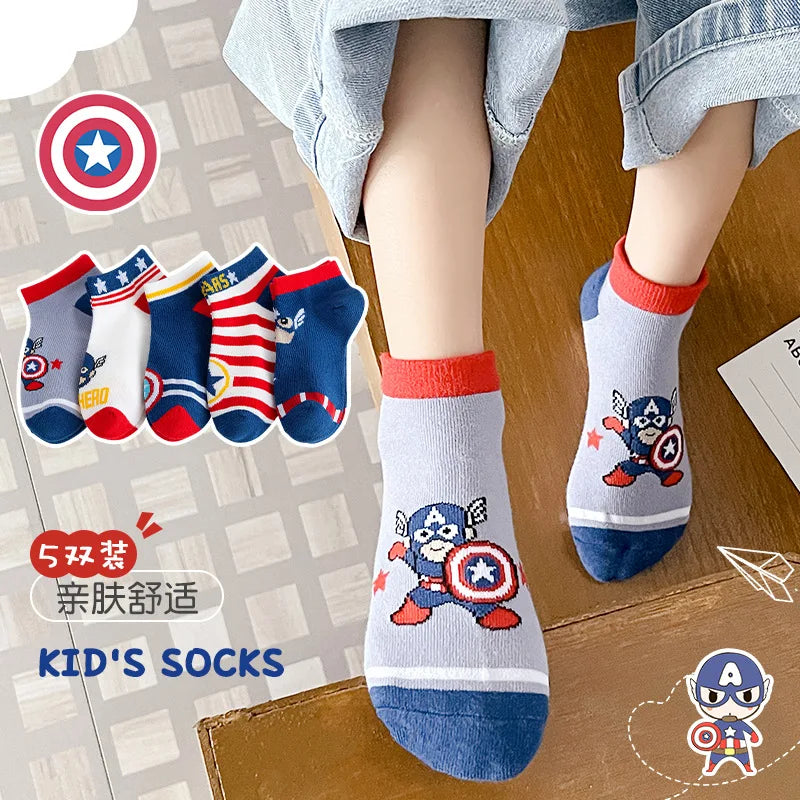 5 Pairs Spiderman Kids Socks – Anime Cartoon Short Socks for Boys & Girls, Summer & Spring Baby Boat Socks Gift for Ages 1-12 Years