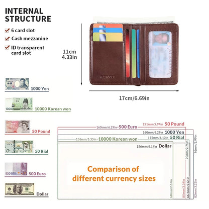 GERUOLA Vintage Genuine Leather Men’s Wallet – Ultra-Thin RFID Blocking Top-Grain Cowhide Multi-Card Holder with Secure Snap Button Slim Wallet for Men