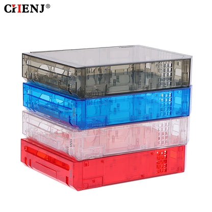 Wii Console Full Housing Shell with Buttons - Transparent Replacement Case Cover in 4 Colors