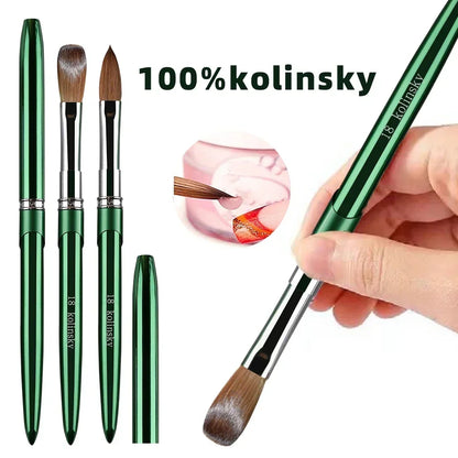 Kolinsky Acrylic Nail Brush — 100% Pure Metal Handle, Sizes 2-18 High-Quality Nail Tool