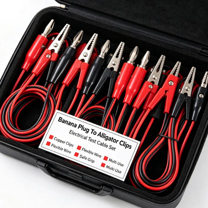 4mm Banana Plug to Alligator Clip Test Leads - Multimeter & Oscilloscope Electrical Testing Cables