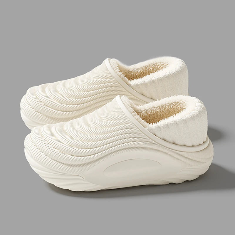 Warm Plush Waterproof EVA Slippers for Women – Soft Thick Non-Slip Winter Indoor Home Slippers, Cozy Furry Couple Slides Footwear