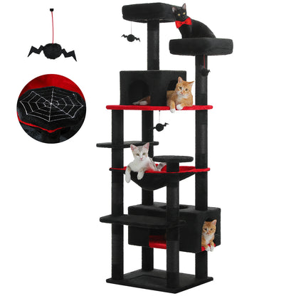 Large Indoor Cat Tree Tower with Sisal Scratching Posts, Hammock, Padded Perches & Condos – Cat Toys and Activity Center