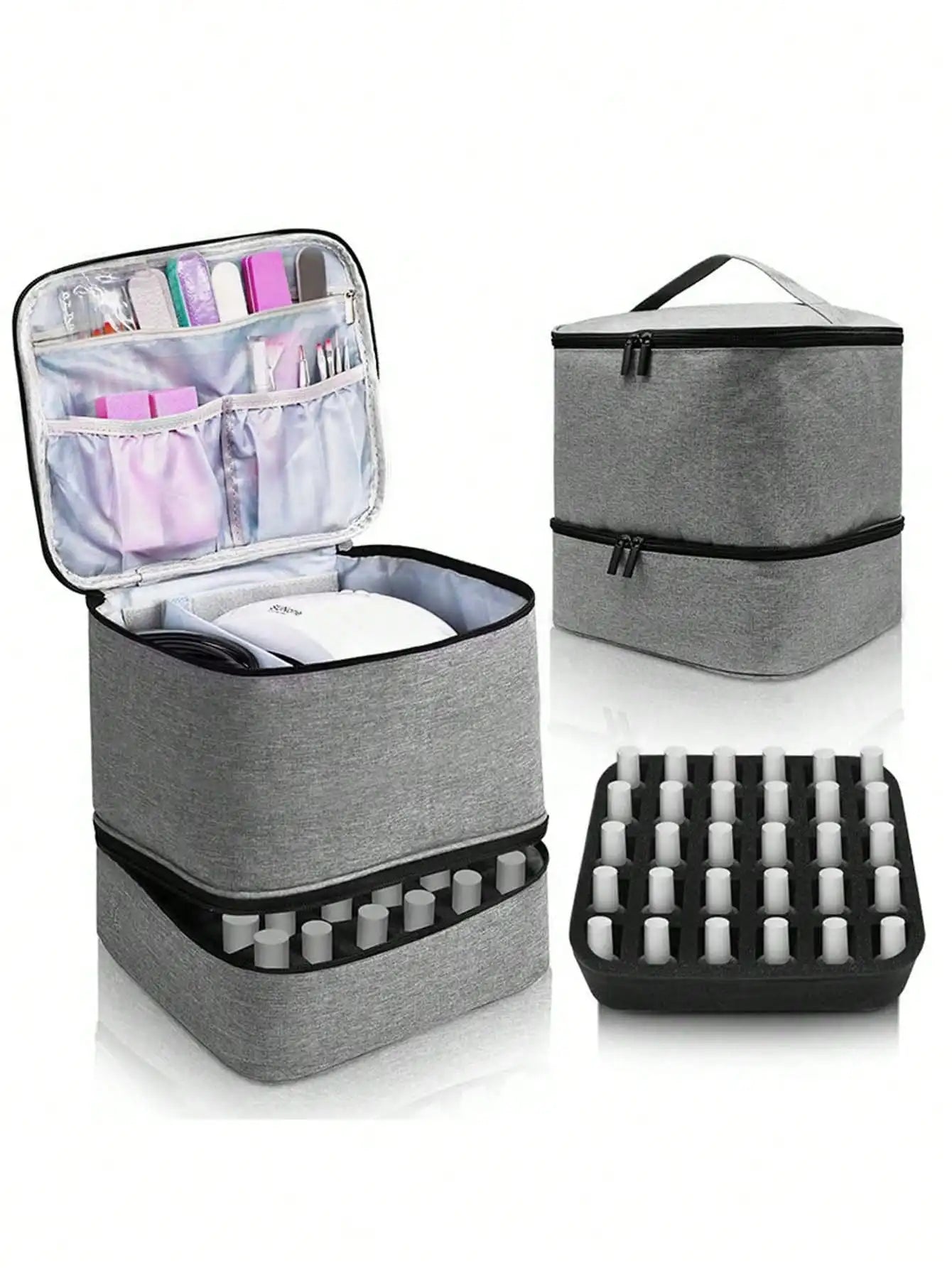Women's Portable Double-Layer Nail Polish & Essential Oil Storage Bag – Multi-Function Organizer for Travel