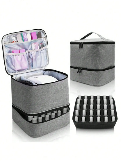 Women's Portable Double-Layer Nail Polish & Essential Oil Storage Bag – Multi-Function Organizer for Travel