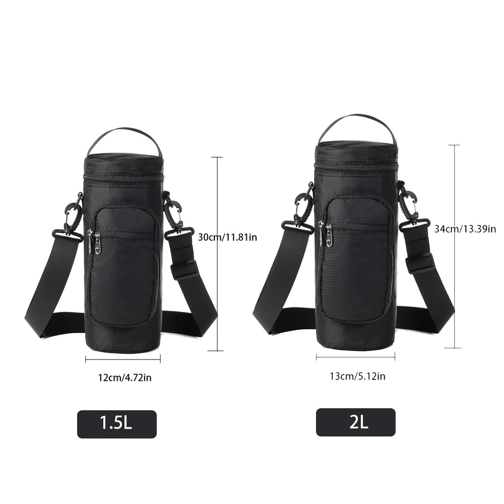 Insulated Water Bottle Storage Bag - 1L/2L Oxford Cloth Cooler Carrier for Summer Travel Hiking & Climbing