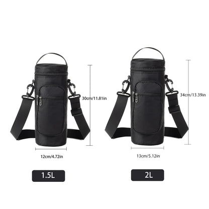 Insulated Water Bottle Storage Bag - 1L/2L Oxford Cloth Cooler Carrier for Summer Travel Hiking & Climbing