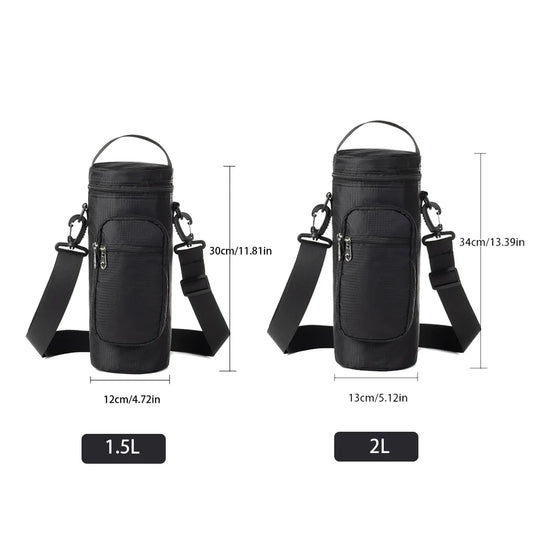 Insulated Water Bottle Storage Bag - 1L/2L Oxford Cloth Cooler Carrier for Summer Travel Hiking & Climbing