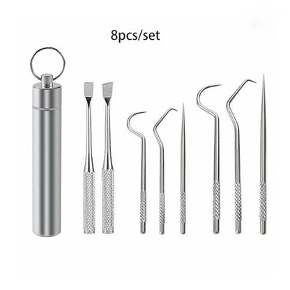 Stainless Steel Reusable Toothpick & Floss Set – Portable Teeth Cleaning Oral Care Kit