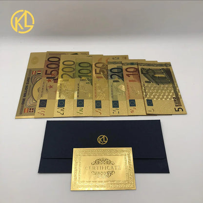 Colored European Banknote Currency Set – 5 to 1000 Million Euro Gold Notes for Business Gifts & Collection