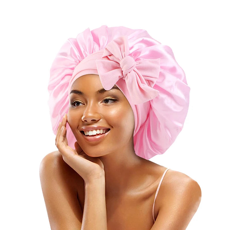 New Satin Sleeping Hat for Women – Stretchy Tie Band, Adjustable Night Shower Cap, Hair Head Cover Bonnet Turban