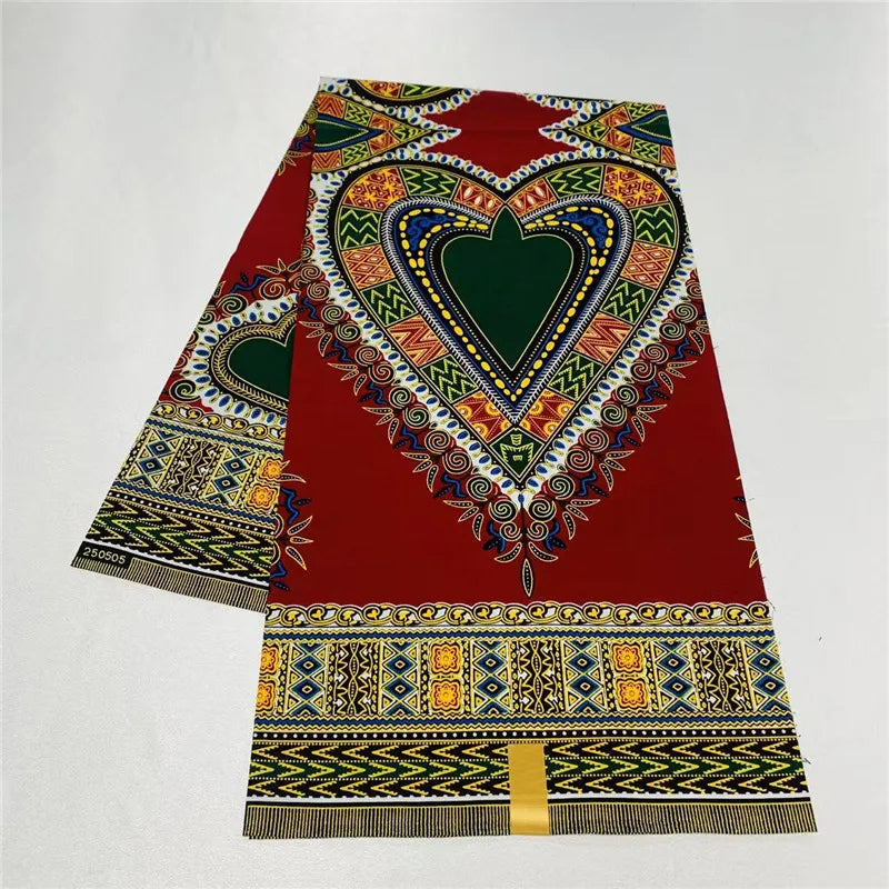 6 Yards African Real Wax Fabric - 100% Cotton Original Ankara Print for Party Dresses K121901