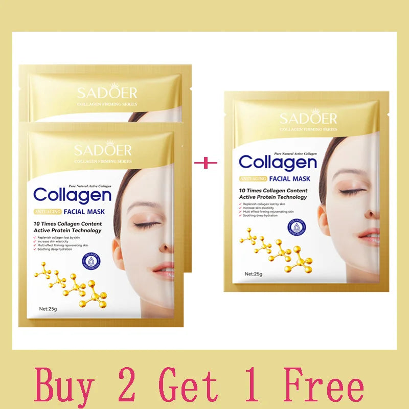 10PCS Collagen Anti-Wrinkle Facial Masks – Korean Skincare for Anti-Aging, Firming, Moisturizing & Brightening