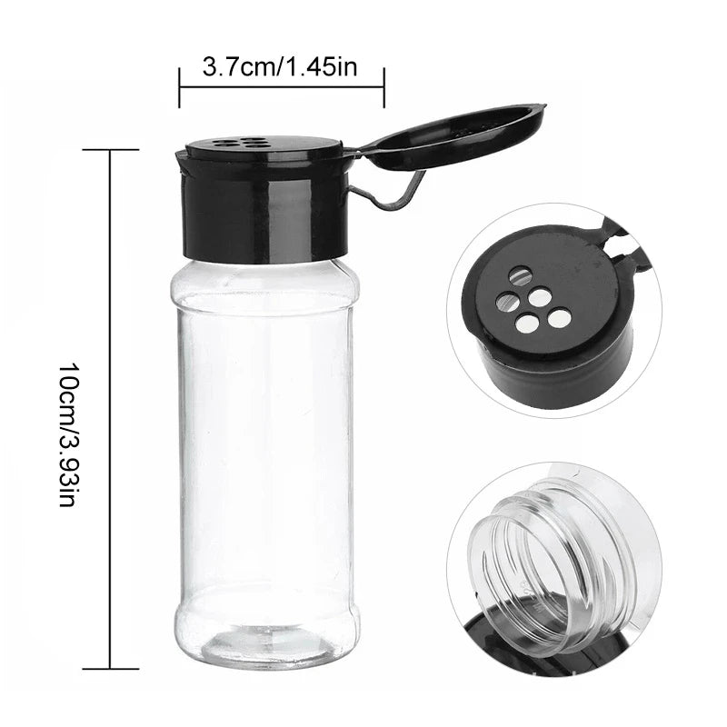 Spice Organizer Jars Set: Salt and Pepper Shaker Seasoning Jar - Plastic Barbecue Condiment Kitchen Gadget Tool (5/10/15/20PC)