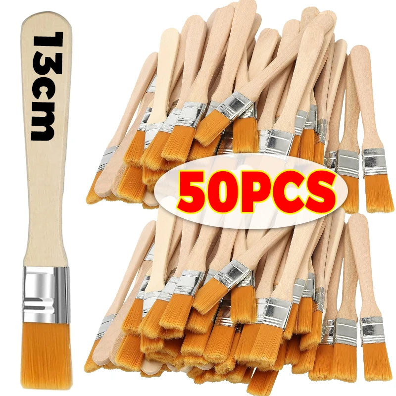 Paint Brush Set - Soft Nylon Bristle Wooden Handle Brushes for Watercolor, Oil Painting, Drawing & Cleaning