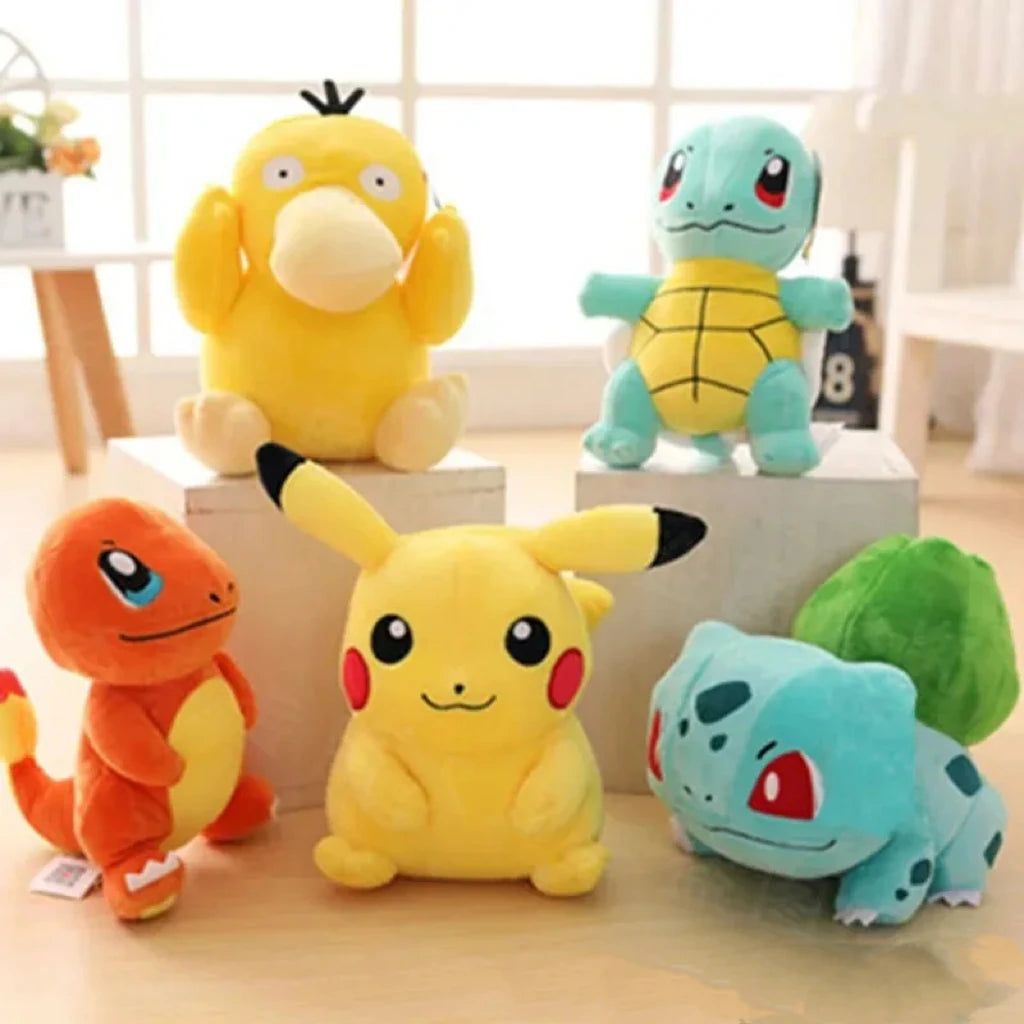 20cm Pokemon Plush Toys – Kawaii Pikachu, Raichu, Jenny, and Turtle Anime Dolls for Kids' Birthday & Christmas Gifts