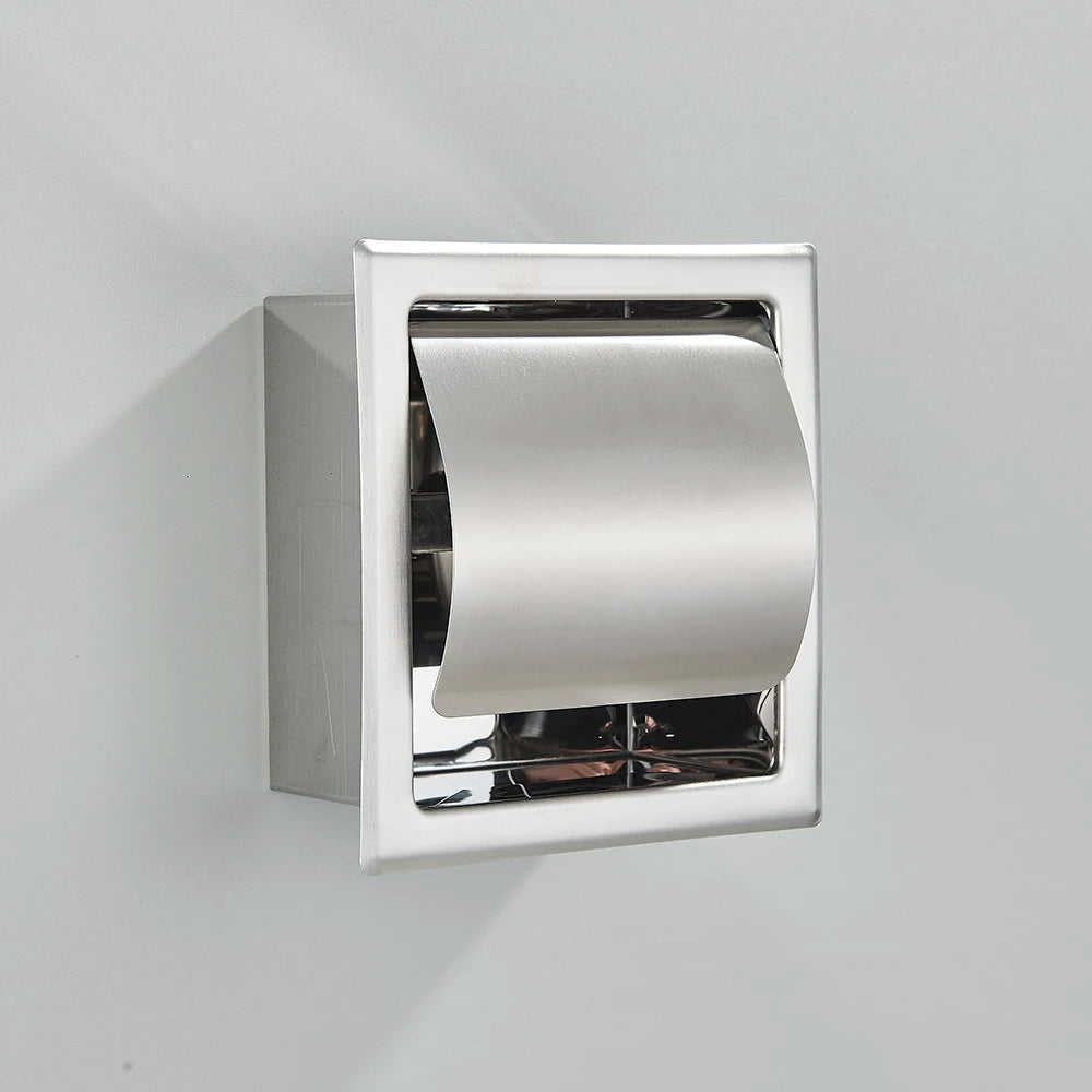 Onyzpily Bathroom Toilet Paper Holder | Chrome Finish Stainless Steel Tissue Box Holder, Wall Mounted, Black & Chrome