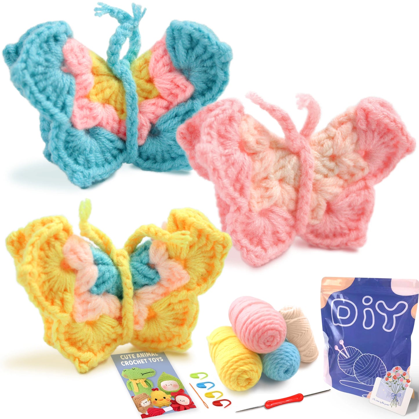 Animal Crochet Kit for Beginners - DIY Starter Set with Step-by-Step Knitting & Craft Supplies