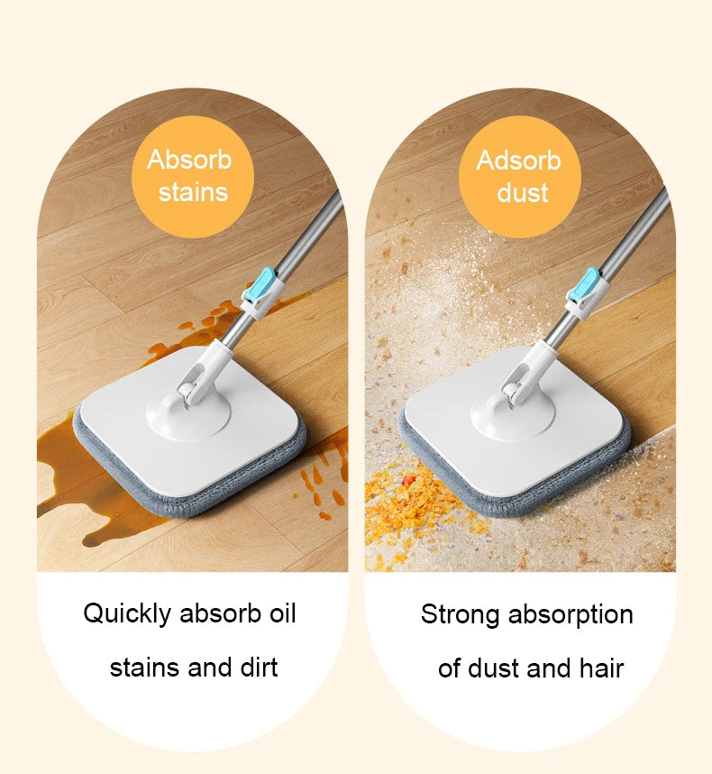 360° Spin Squeeze Mop for Floor Cleaning | Easy-Drain Household Mop with Handle | Home Cleaning Broom & Mop Tool Set