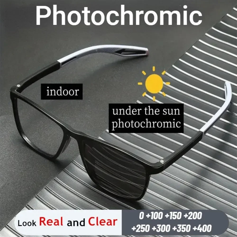 TR90 Photochromic Blue Light Reading Glasses – Ultralight Sports Eyewear for Men & Women, +1.0 to +4.0 Farsighted Lenses