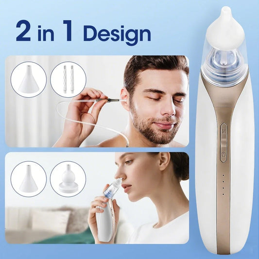 2-in-1 Intelligent Earwax Remover Vacuum Kit – 3-Level Adjustable Suction, Low-Noise Ear Cleaning & Dryer Tool for Adults & Kids