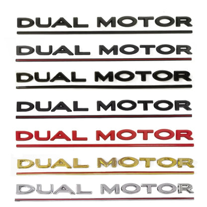 DUAL MOTOR Emblem for Tesla Model 3/Y/X/S — Chrome & Black/Red Trunk Badge Sticker, Car Styling