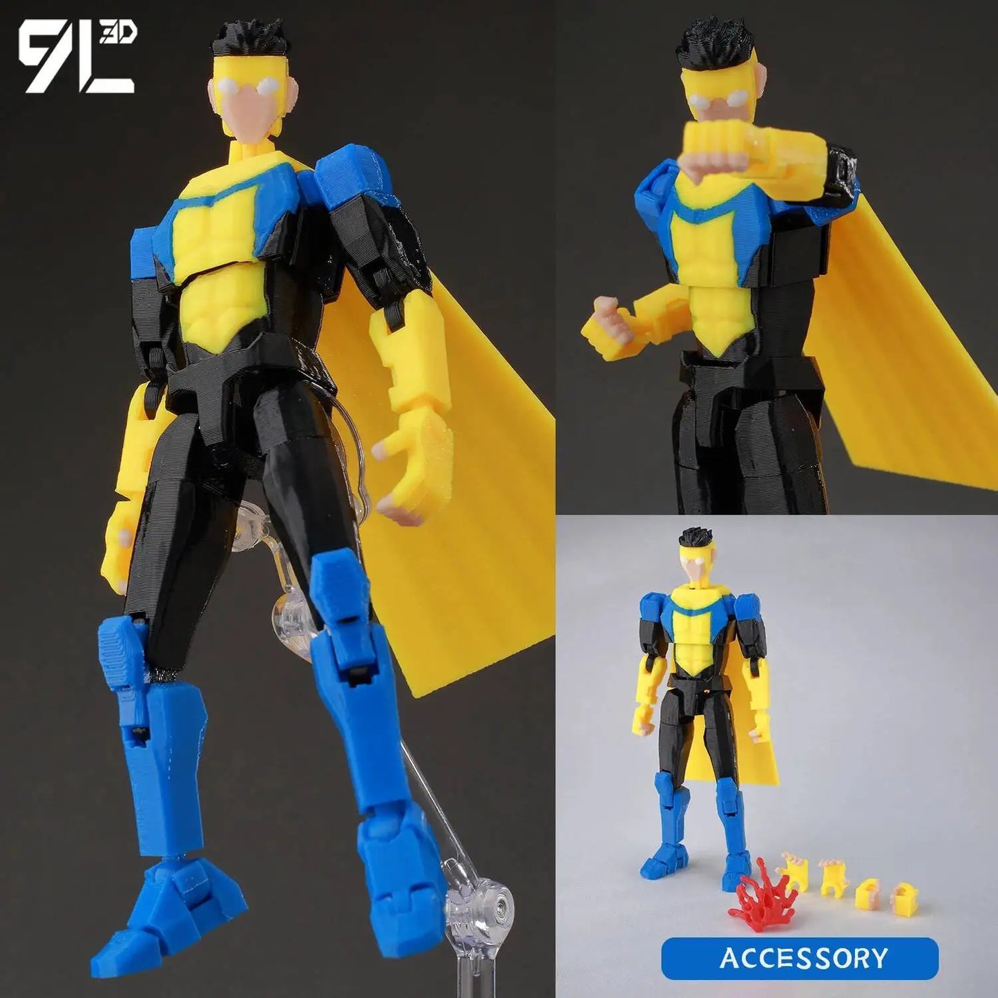9L3D Lucky 13 Invincible Boy Action Figure – 3D Printed Multi-Jointed Poseable Anime Collectible Model Toy Gift