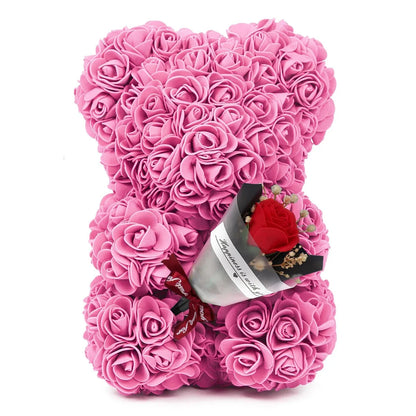 25cm Eternal Rose Teddy Bear – Artificial Flower Gift for Mom, Mother’s Day, Birthday, Valentine’s & Anniversary