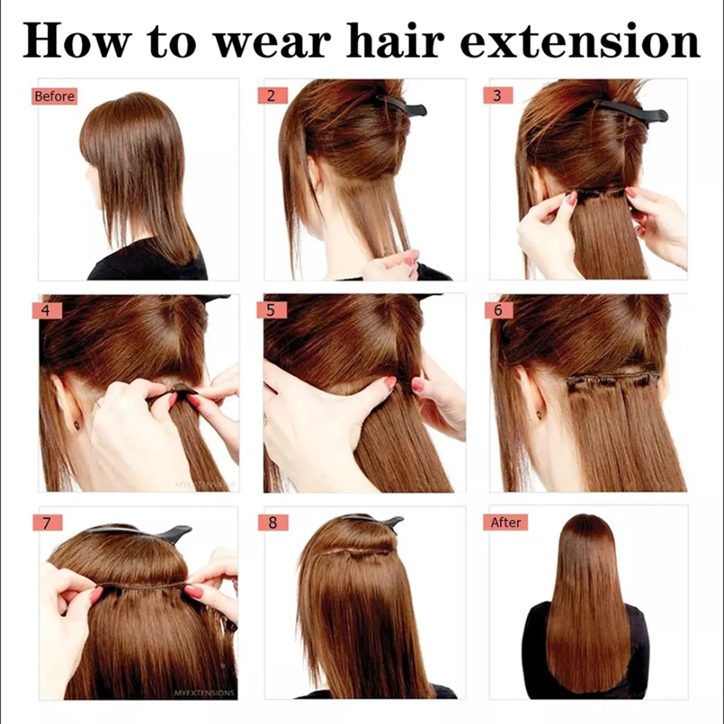 24-Inch 16 Clips-in Hair Extensions – Long Straight Synthetic Blonde & Black Hairpieces, Heat Resistant for Daily Use