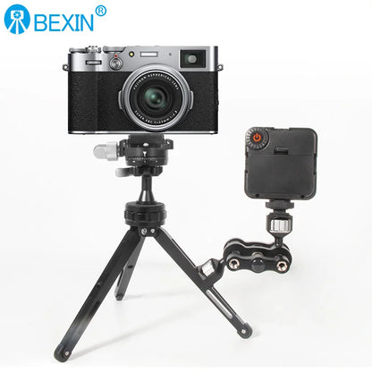 BEXIN TM-5 Articulating Magic Arm with Dual Ball Head, 1/4" Screw for Tripod, Phone Clip, LED Light, LCD Monitor, and Microphone